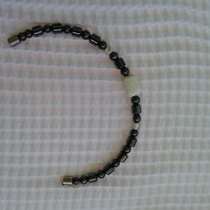 Hematite Magnetic Bracelet green and white center.